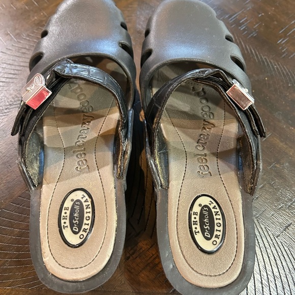 Dr. Scholl's Dance On Black Mules with Buckle Detail - Picture 2 of 6